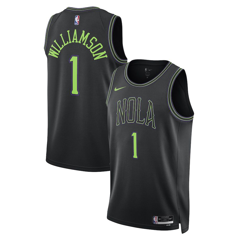 Men New Orleans Pelicans #1 Zion Williamson Nike Black City Edition 2023-24 Swingman NBA Jersey->new orleans pelicans->NBA Jersey